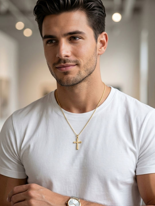 Men's Gold Cross 9K with Chain