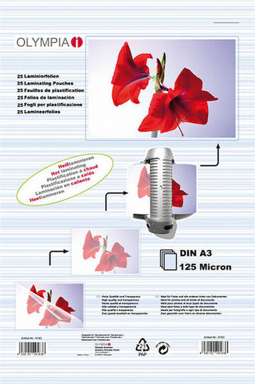 Olympia Din A3 125 Micron Laminating Sheets A3 125 Micron 25 Pieces