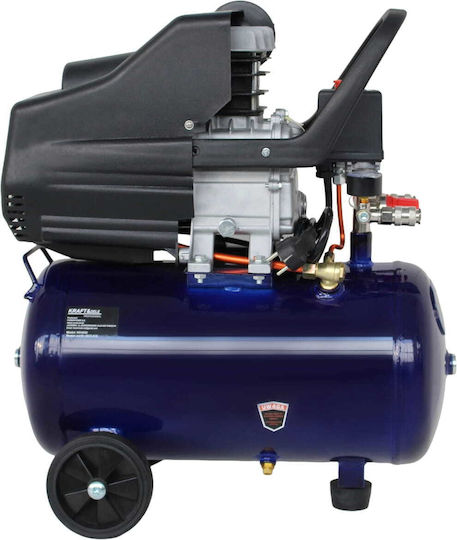 Kraft & Dele Еднофазен Компресор за Въздух с Мощност 3.8hp и Резервоар 24l