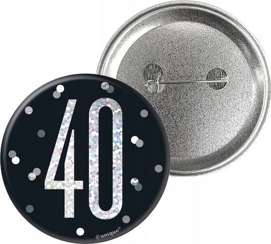 Unique Glitz Black & Silver Birthday 40 Κονκάρδα U83509