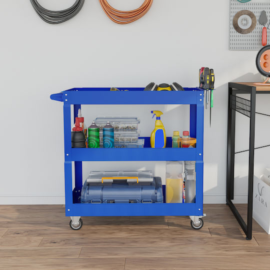 Commercial Kitchen Food Cart Tools 3 Levels 4 Wheels Steel 83l X 35.3w X 76h Cm