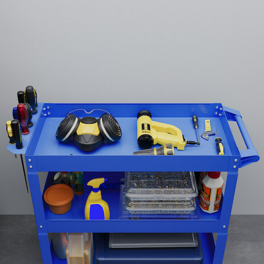 Commercial Kitchen Food Cart Tools 3 Levels 4 Wheels Steel 83l X 35.3w X 76h Cm