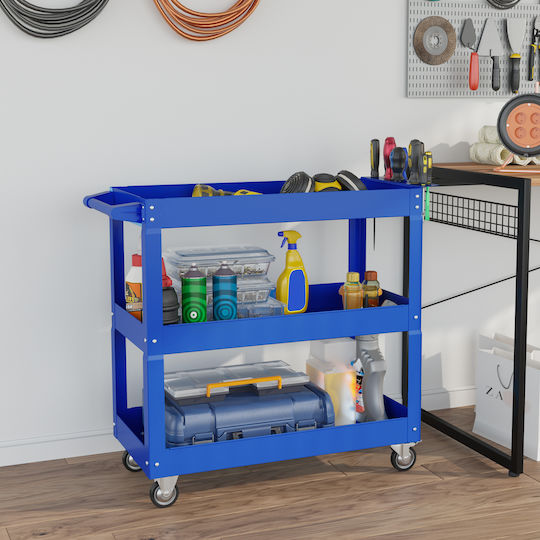 Commercial Kitchen Food Cart Tools 3 Levels 4 Wheels Steel 83l X 35.3w X 76h Cm