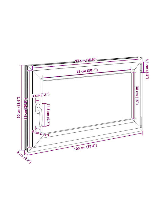 vidaXL Hinged PVC Window W100xH60cm