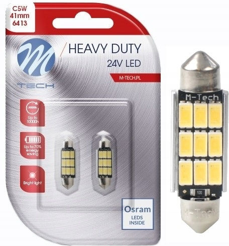 M-Tech Lamps Truck C5W / C10W Canbus LED White 24V 4.5W 2pcs