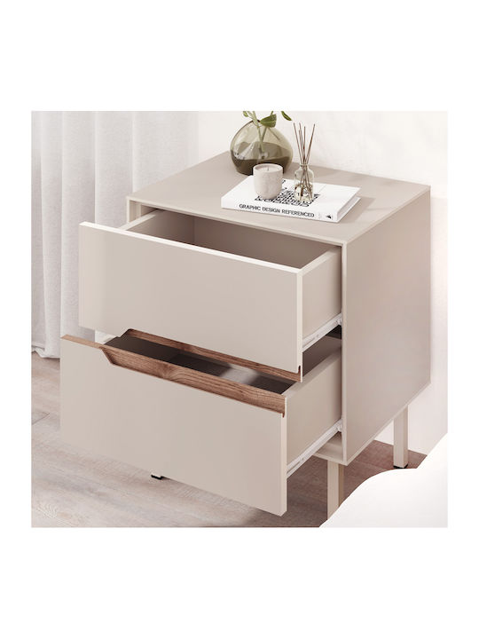Bedside Table Arch Wooden with Metal Legs Brown 45x35x52.5cm