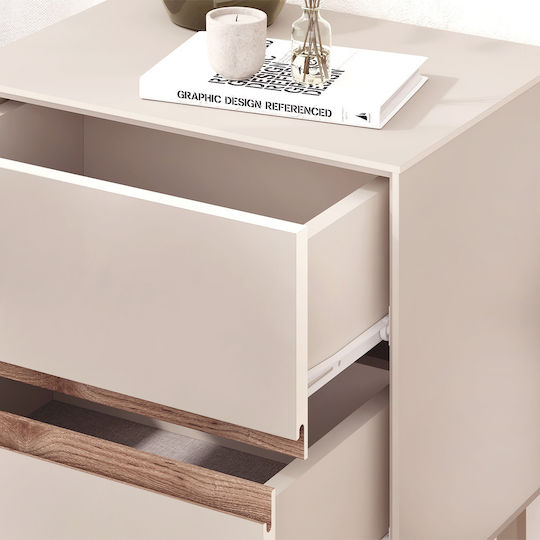 Κομοδίνο Arch Ξύλινο με Μεταλλικά Πόδια Καφέ 45x35x52.5cm