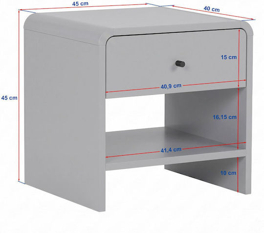 Bedside Table Parila Wooden Brown 45x40x45cm