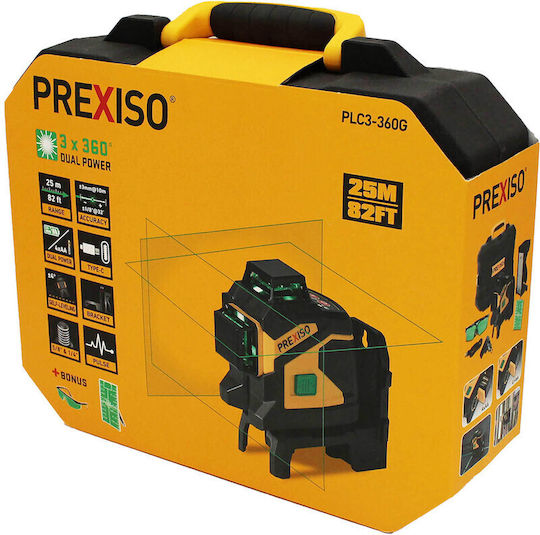 Prexiso PLC3-360G Self-Leveling Line Laser Level Green Beam 3.7V with 25m Working Range