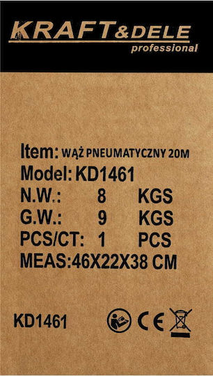Kraft & Dele KD1461 Λάστιχο Αέρος 20m Με Ανέμη 1/4"
