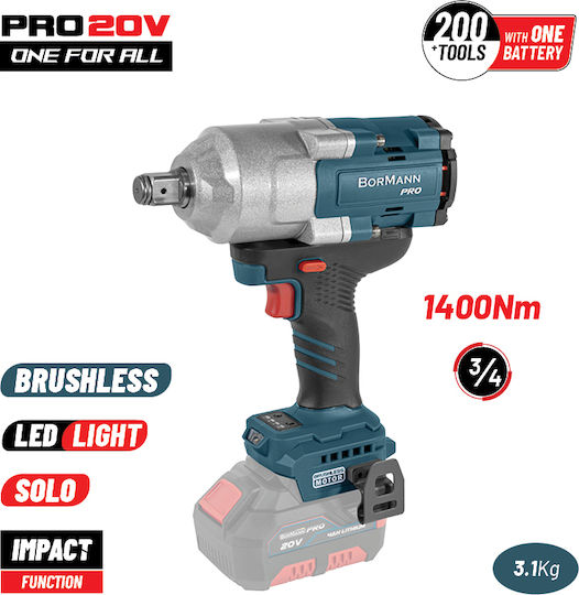 Bormann Pro BBP5390 Fără perii Cheie de impact Baterie 20V Solo cu Priză 3/4"