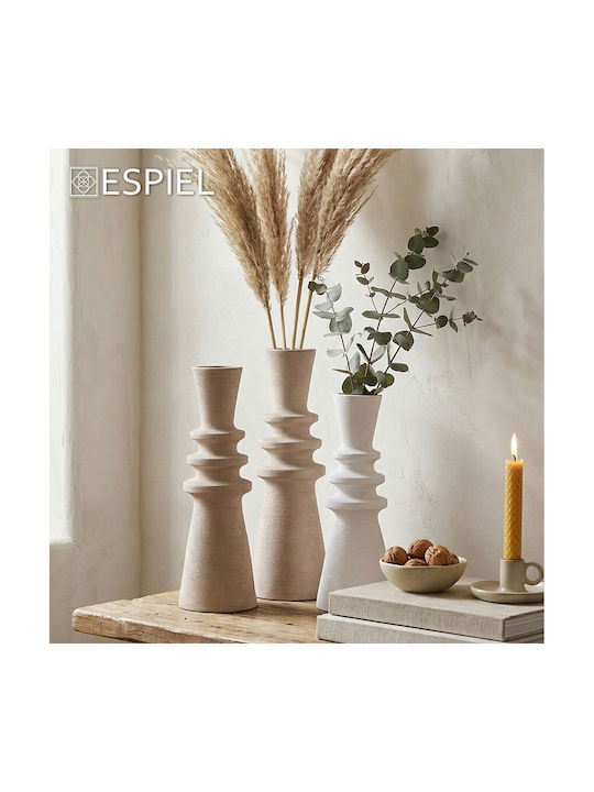 Espiel Set Decorative White Ceramic Vases 14.3x14.3xH38.3cm 2 Pieces