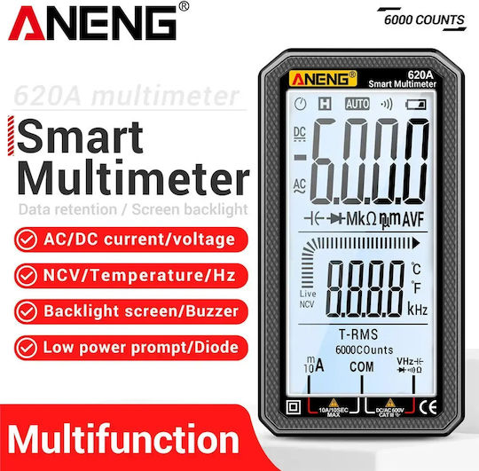 Aneng Aneng 620A Ψηφιακό Πολύμετρο με Καπασιτόμετρο True RMS με Buzzer με Μέτρηση AC / DC / Χωρητικότητας