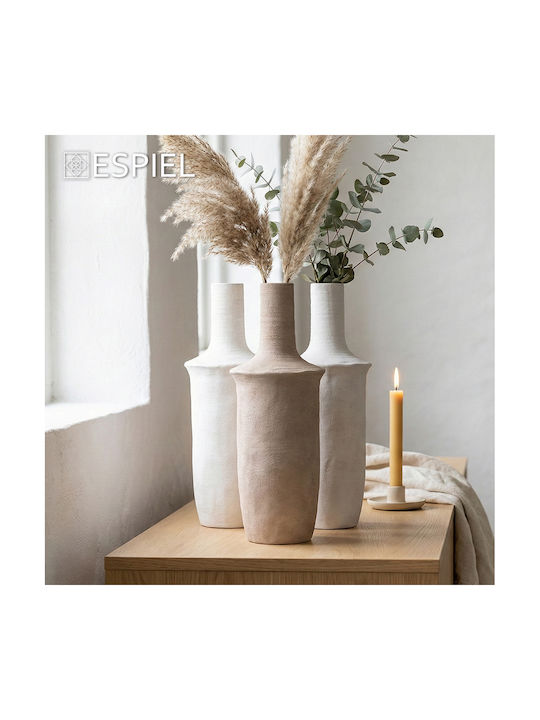 Espiel Decorative Ceramic Beige Vase 17x17xH45cm