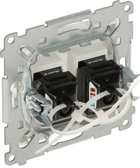 Kontakt-Simon Computersockel Simon54 Doppel 2xRJ45 Kat.6 Schwarz Weiß D62.01/11