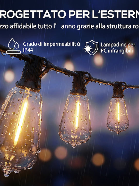 Waterproof Curtain Lights Garland Lights LED IP44 18m with 50 Lamps