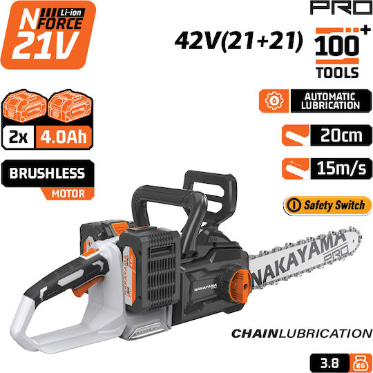 Nakayama EC1711X44 Battery Chainsaw Brushless 21V 3.8kg with 40cm Blade