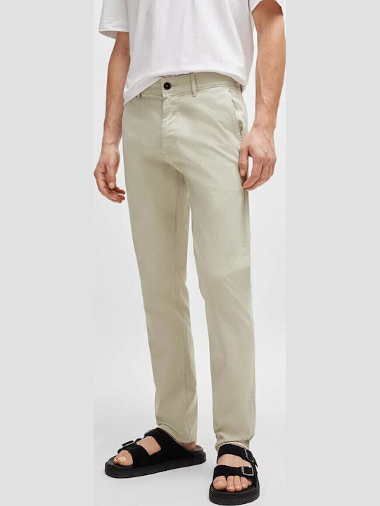 Pantaloni Chino Elastic cu Croială Slim Light Beige