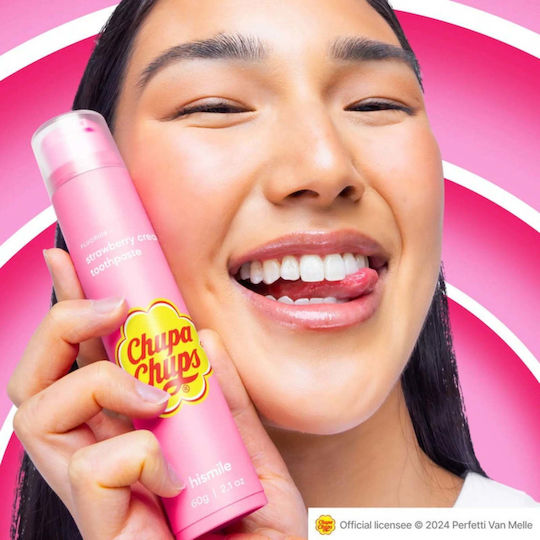 Hismile Fluoridfreie Zahnpasta Erdbeercreme Geschmack Chupa Chups Erdbeercreme 60 G