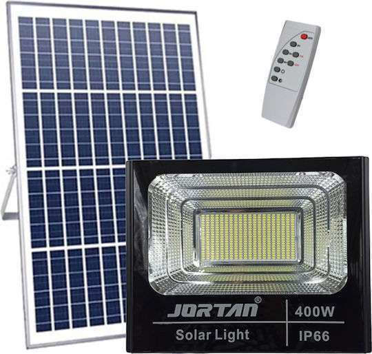 Jortan Στεγανός Ηλιακός Προβολέας LED 400W Ψυχρό Λευκό 6500K με Τηλεχειριστήριο IP66