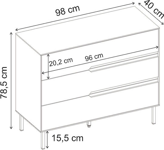 Дървена Скрин За Спалня Arch Sandstone 98x40x78.5см