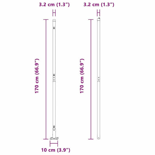 vidaXL Stâlp de gard de Grădină din Oțel 3.2x170buc 13buc Gray