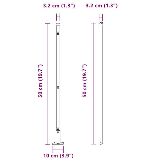 vidaXL Στύλος Περίφραξης Κήπου από Ατσάλι 3.2x50εκ. 7τμχ Γκρι