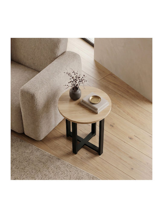 Round Side Table Mesa Wooden Sapphire Oak W45xL45xH50cm