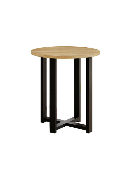 Round Side Table Mesa Wooden Sapphire Oak W45xL45xH50cm