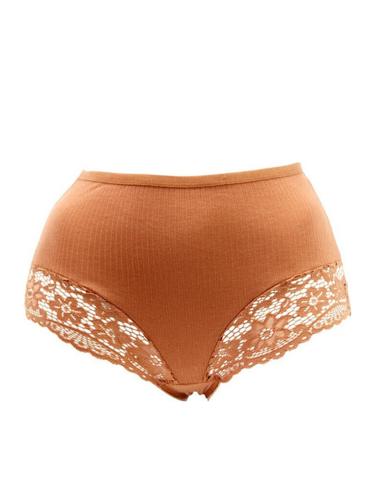 Hochtailliert Damen Slip mit Spitze Orange