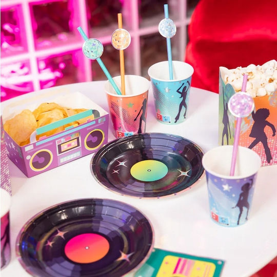 Paper Plates Vinyl Record Retro Disco 80s Birthday 18cm 6pcs