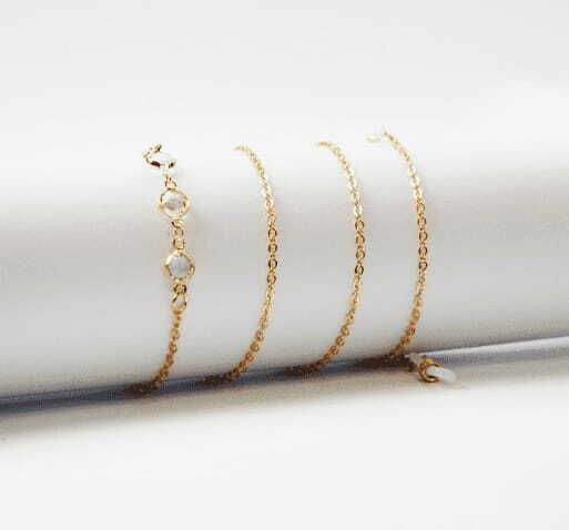 Decorative Gold Eyeglass Chain Zirconia Pendant Cord Sla-06