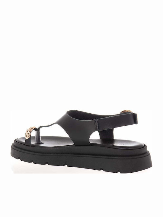 Beatris Leather Black Sandals