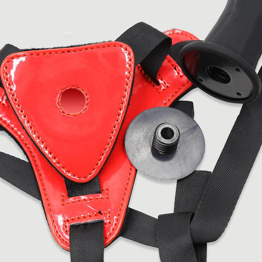Strap On Harness Realistic Dildo & Screw-lock Red