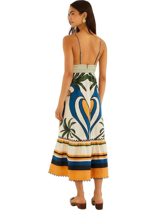 Summer Maxi Dress Tropical Graphic