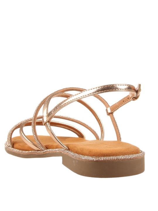 Damen Flache Sandalen Rosa Gold