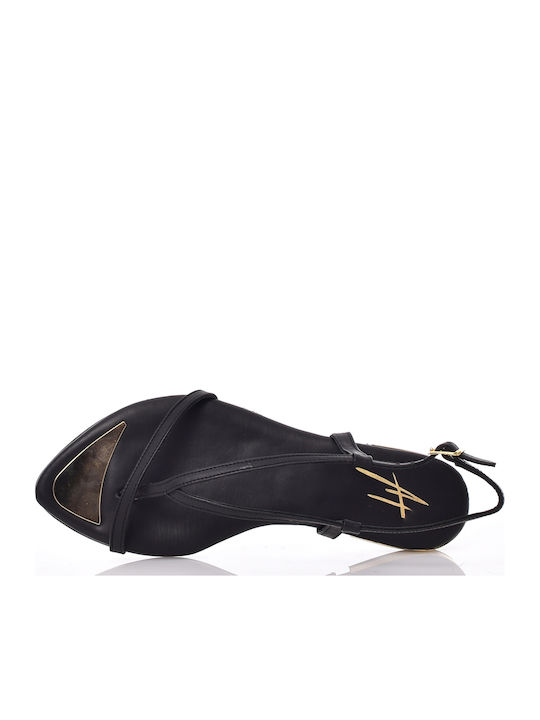 Deri Leder Flache Sandalen Für Damen Schwarz