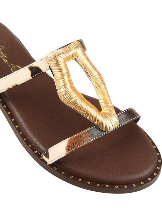 Damen Flache Sandalen Braun