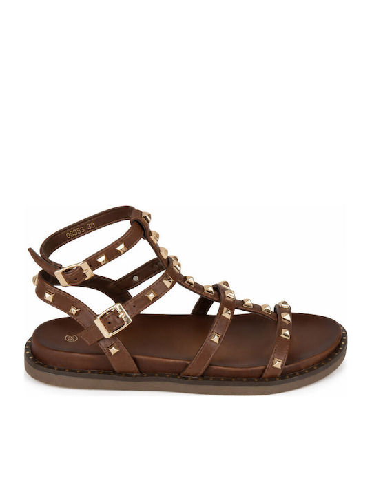 Sandale Casual Damă Gladiator Maro