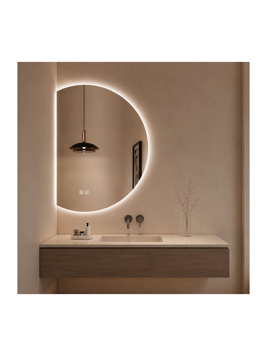 Futura Oglindă de Baie Semicirculară cu Lumini LED cu Atingere 60x80cm Albă