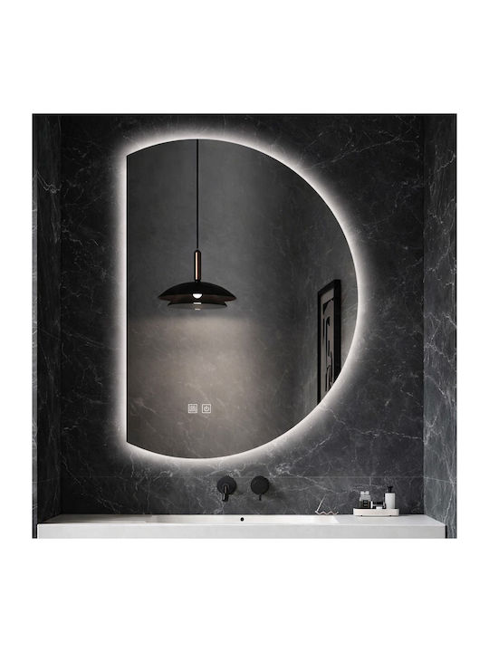 Futura Oglindă de Baie Semicirculară cu Lumini LED cu Atingere 60x80cm Albă