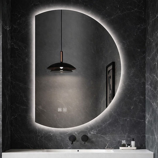 Futura Полукръгло Огледало за Баня LED Touch 60x80cm Бял
