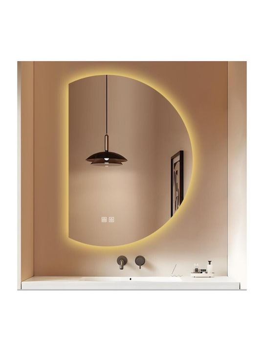 Futura Oglindă de Baie Semicirculară cu Lumini LED cu Atingere 60x80cm Albă