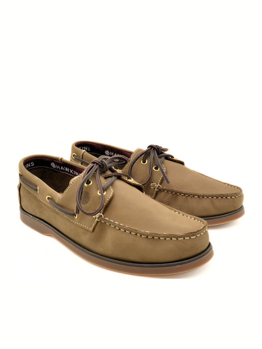 Leather Men's Boat Shoes in Brown Colour