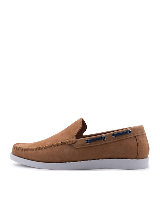Leather Men's Loafers In Tabac Brown Colour