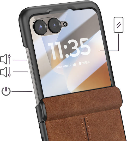 Avizar Handyhülle Motorola Razr 70 Gehärtetes Glas Bildschirmschutz Braun