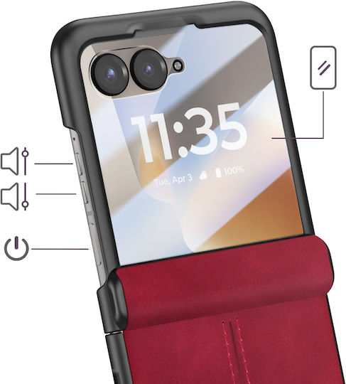 Avizar Handyhülle Motorola Razr 70 Gehärtetes Glas Bildschirmschutz Burgundisch