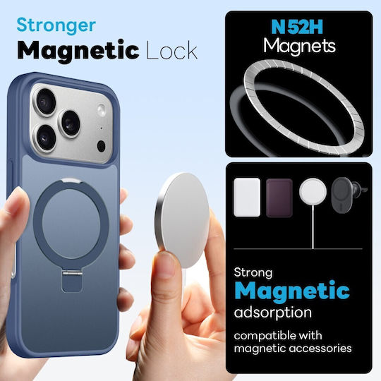 Northjo Protection Set 3 in 1 Hard Case Stand Screen Camera Protection Semi-Transparent Blue Apple iPhone 17 Pro Max