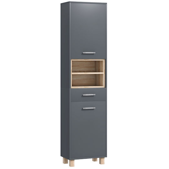 HomCom Floor Bathroom Column Cabinet L40xD24xH160cm Natural