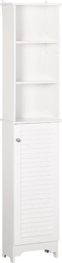 HomCom 834-242 Badezimmer-Säulenschrank Boden 34x20x165cm Weiß